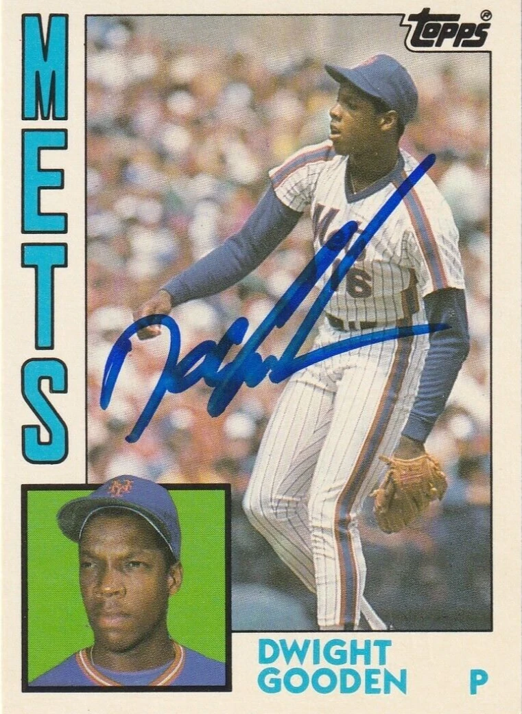 DWIGHT GOODEN  NEW YORK METS  SIGNED 1984 TOPPS CARD #42T