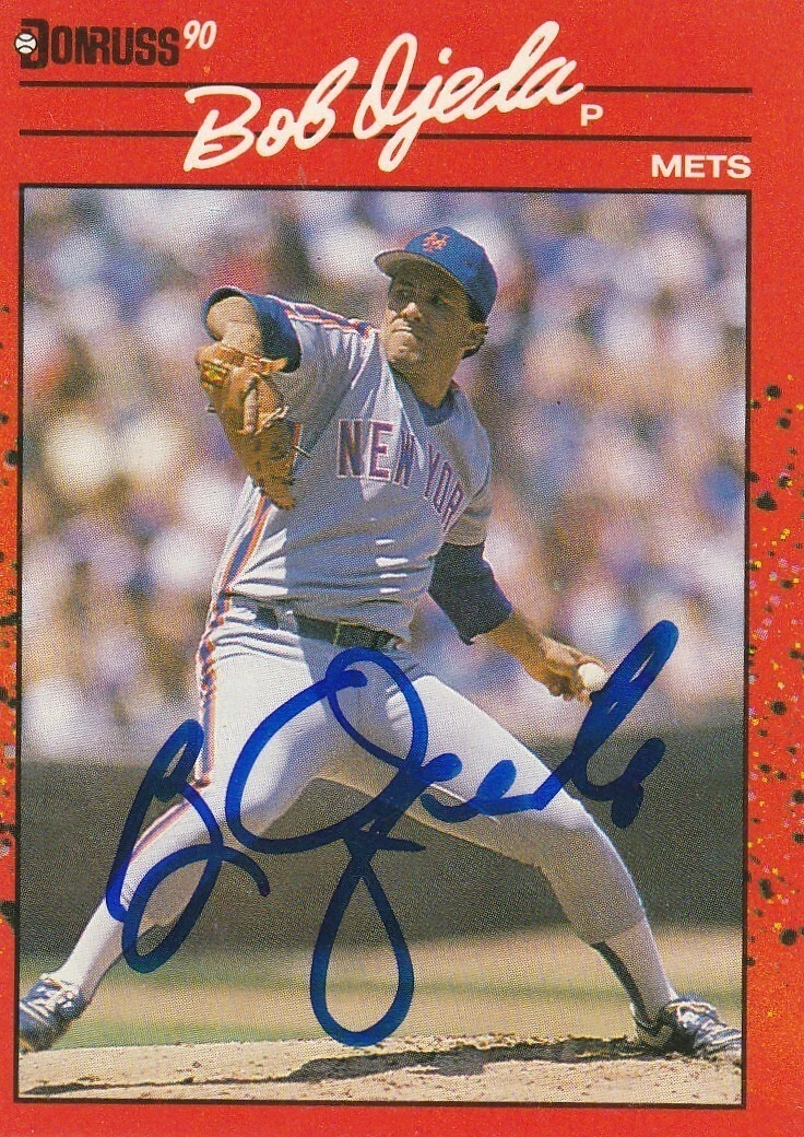 BOB OJEDA NEW YORK METS  SIGNED 1990 DONRUSS CARD #117