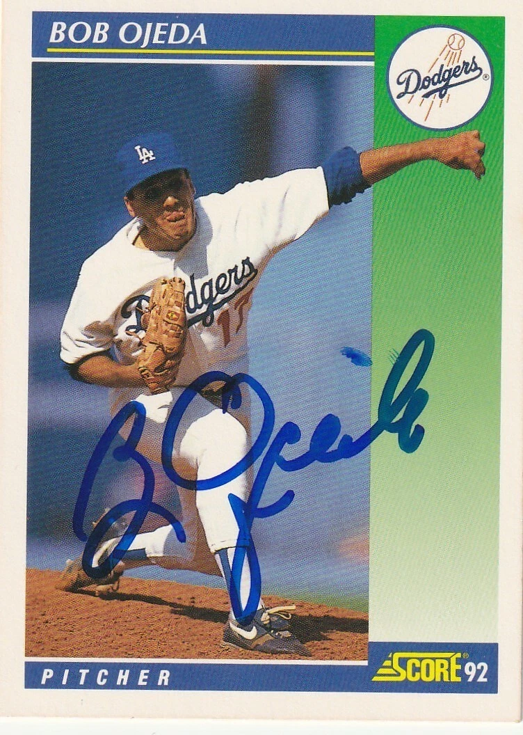 BOB OJEDA LOS ANGELES DODGERS  SIGNED 1992 SCORE CARD #527