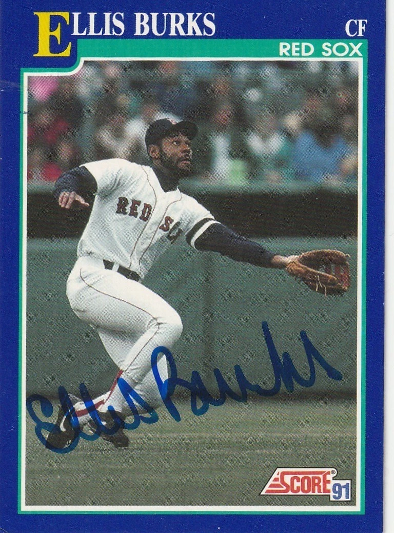 ELLIS BURKS BOSTON RED SOX SIGNED 1991 SCORE CARD #8