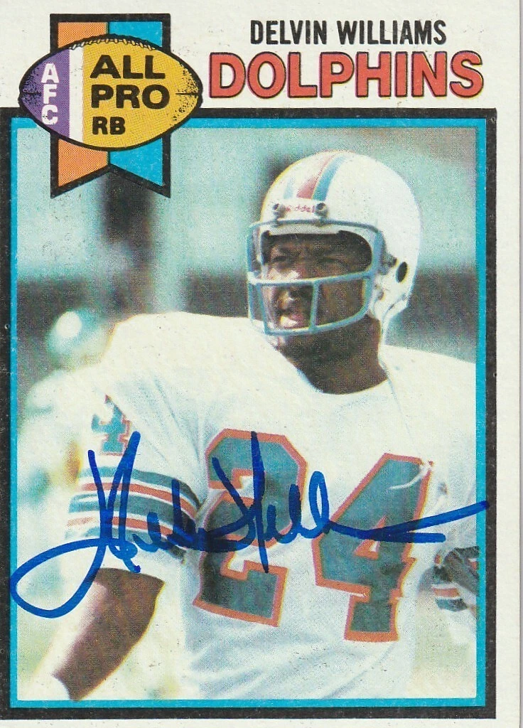 DELVIN WILLIAMS MIAMI DOLPHINS  SIGNED 1979 TOPPS CARD #370