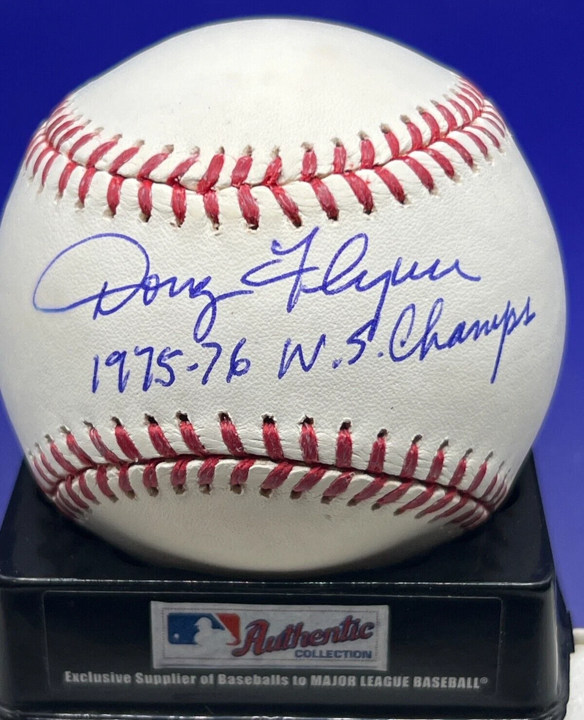 DOUG FLYNN  CINCINNATI REDS  1975-76 WS CHAMPS   SIGNED OML BASEBALL