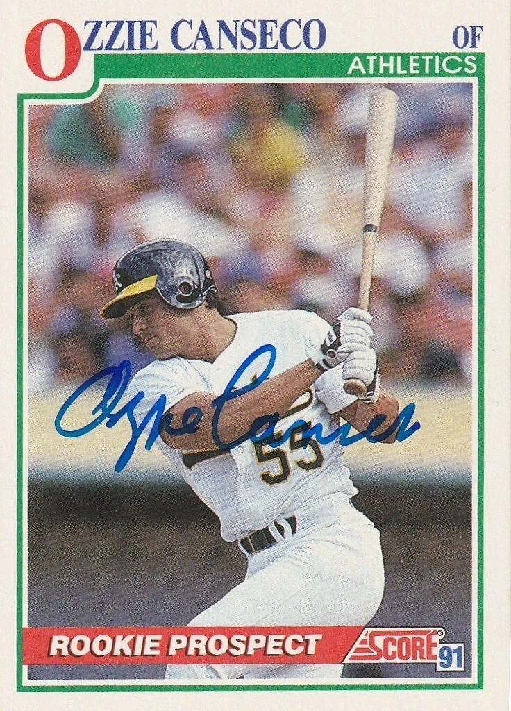 OZZIE CANSECO OAKLAND A'S  SIGNED 1991 SCORE CARD #346