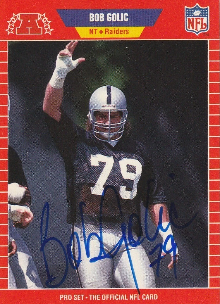 BOB GOLIC OAKLAND RAIDERS  SIGNED 1989 PRO SET CARD #460