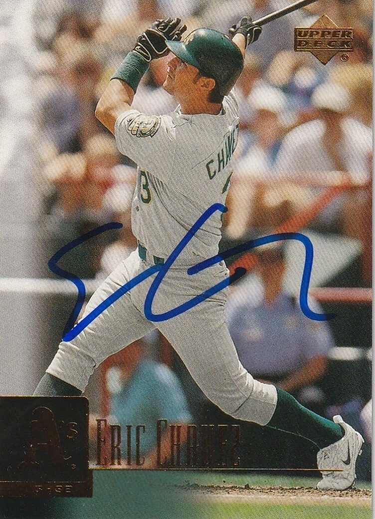 ERIC CHAVEZ OAKLAND A'S  SIGNED 2001 UPPER DECK CARD #56