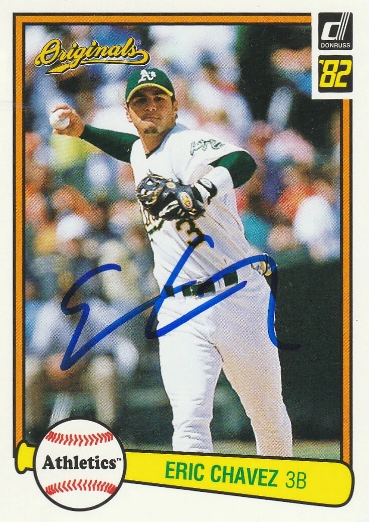ERIC CHAVEZ OAKLAND A'S  SIGNED 2002 DONRUSS CARD #113