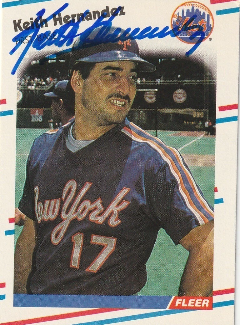 KEITH HERNANDEZ NEW YORK METS SIGNED 1988 FLEER CARD #136
