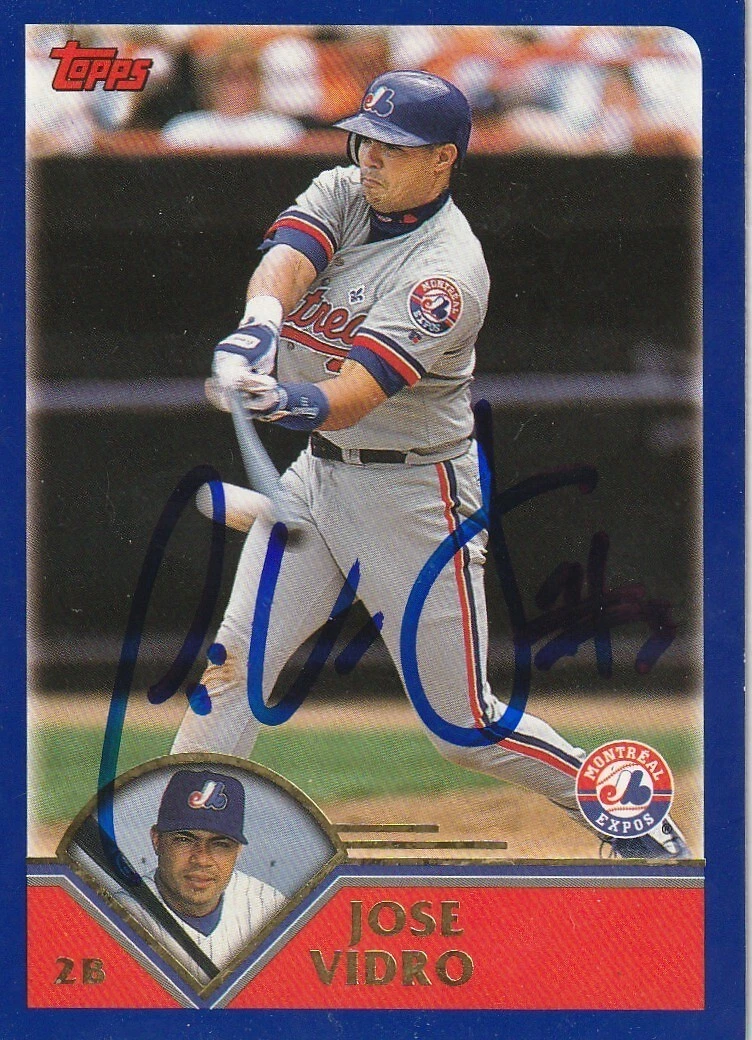 JOSE VIDRO MONTREAL EXPOS SIGNED 2003 TOPPS CARD #8