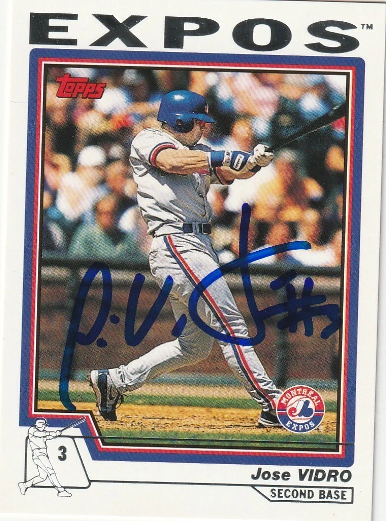 JOSE VIDRO MONTREAL EXPOS SIGNED 2004 TOPPS CARD #90