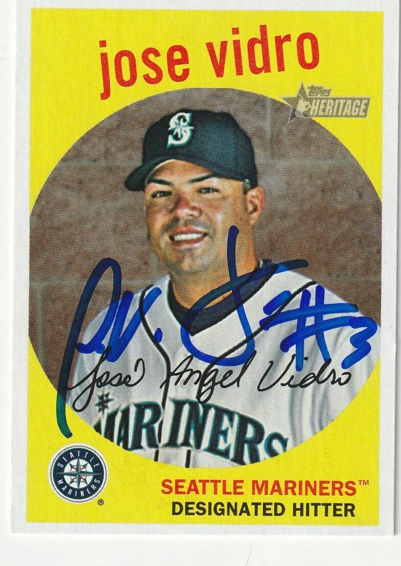 JOSE VIDRO SEATTLE MARINERS  SIGNED 2008 TOPPS HERITAGE CARD #282