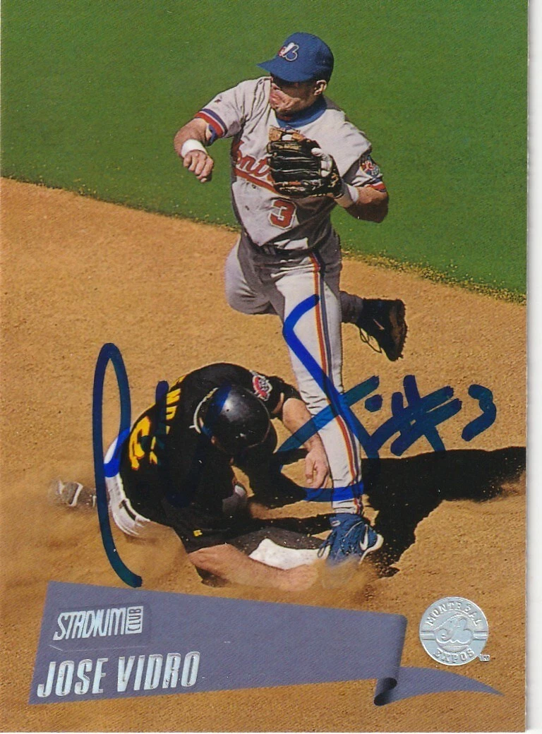 JOSE VIDRO MONTREAL EXPOS  SIGNED 2000 TOPPS STADIUM CARD #53