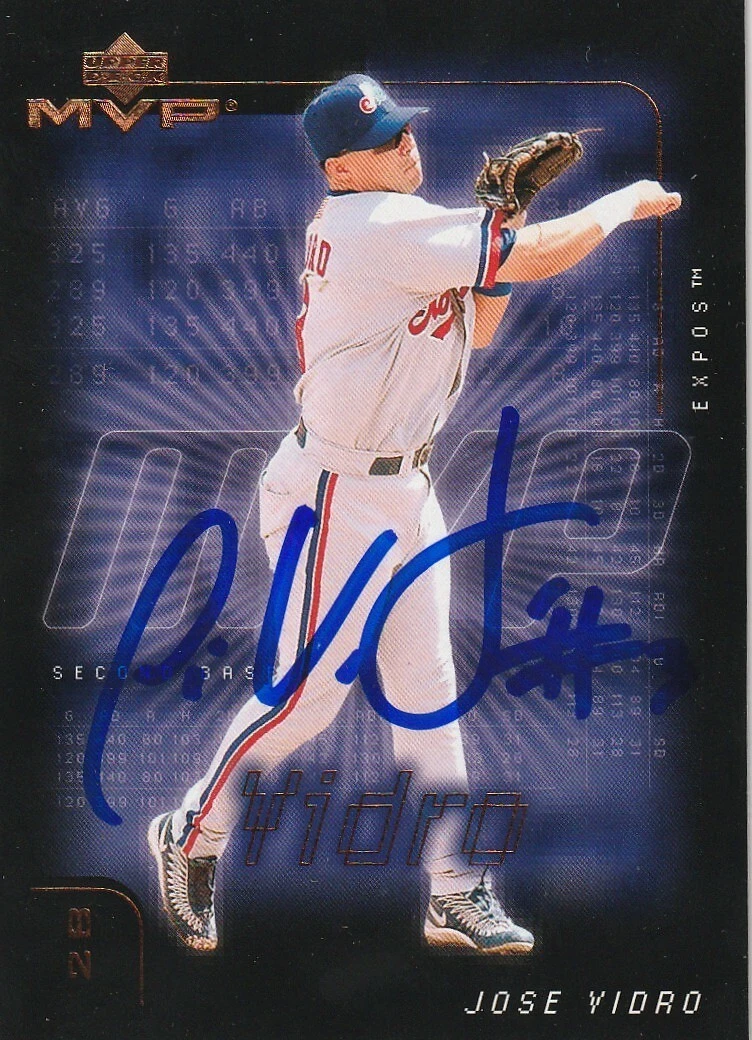 JOSE VIDRO MONTREAL EXPOS  SIGNED 2002 UPPER DECK MVP CARD #210