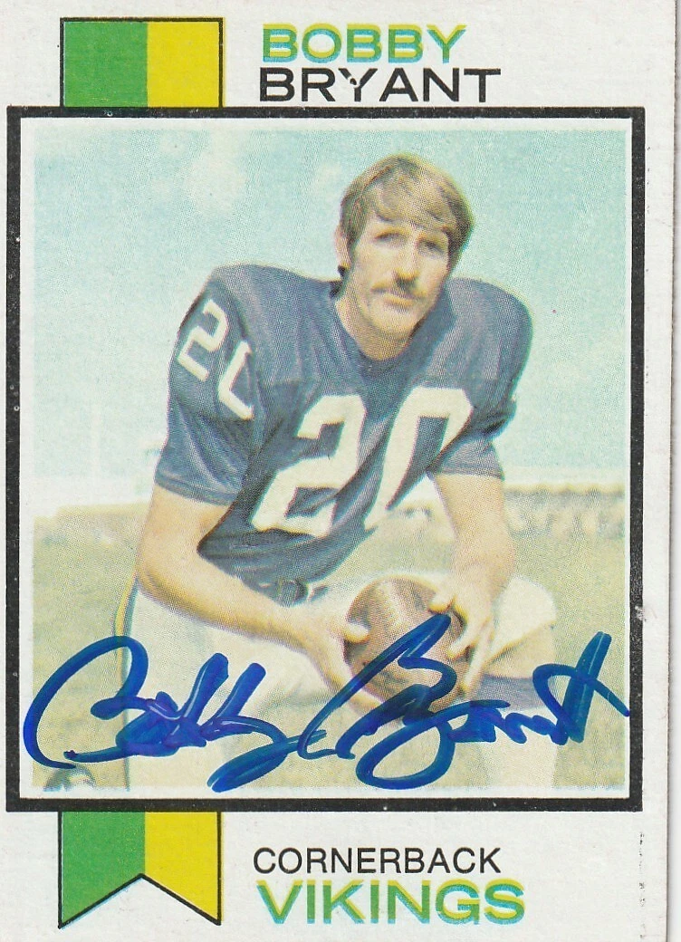 BOBBY BRYANT MINNESOTA VIKINGS  SIGNED 1973 TOPPS ROOKIE CARD #298