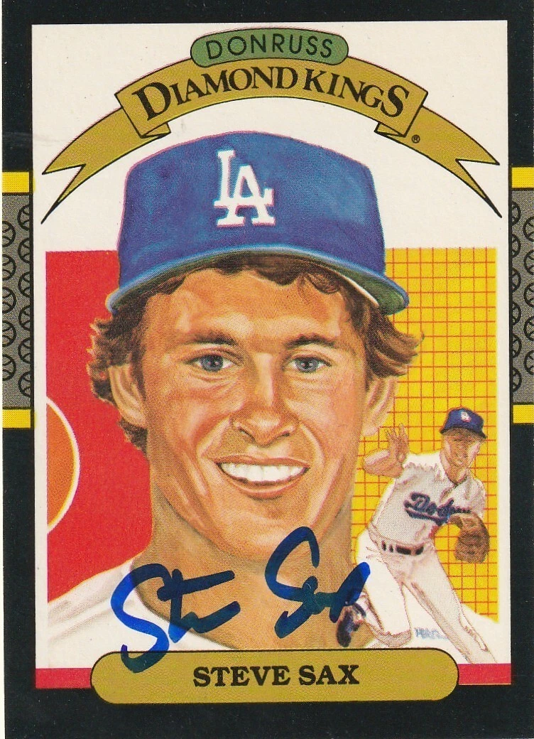 STEVE SAX LOS ANGELES DODGERS  SIGNED 1987 DONRUSS DIAMOND KING CARD #26