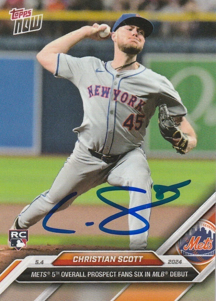 CHRISTIAN SCOTT NEW YORK METS  SIGNED 2024 TOPPS NOW CARD #159