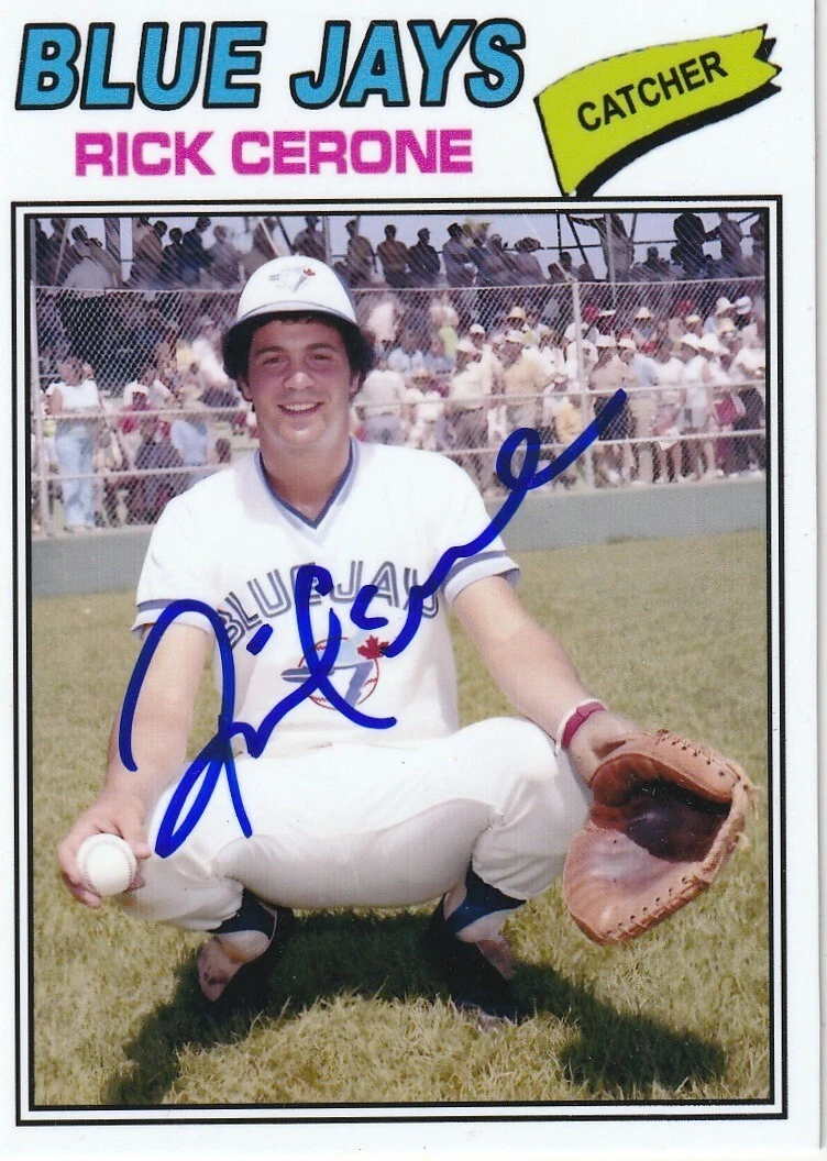 RICK CERONE TORONTO BLUE JAYS  SIGNED 1977 STYLE CUSTOM CARD