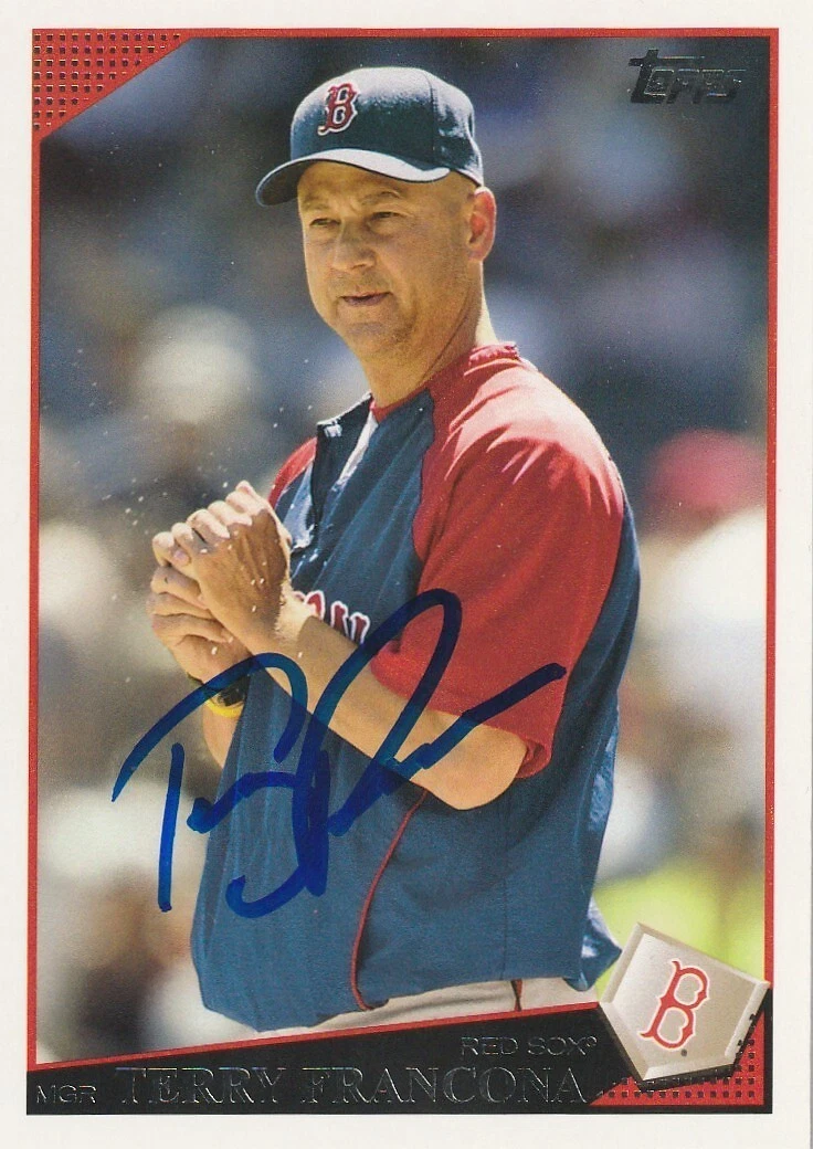 TERRY FRANCONA BOSTON RED SOX  SIGNED 2009 TOPPS CARD #8