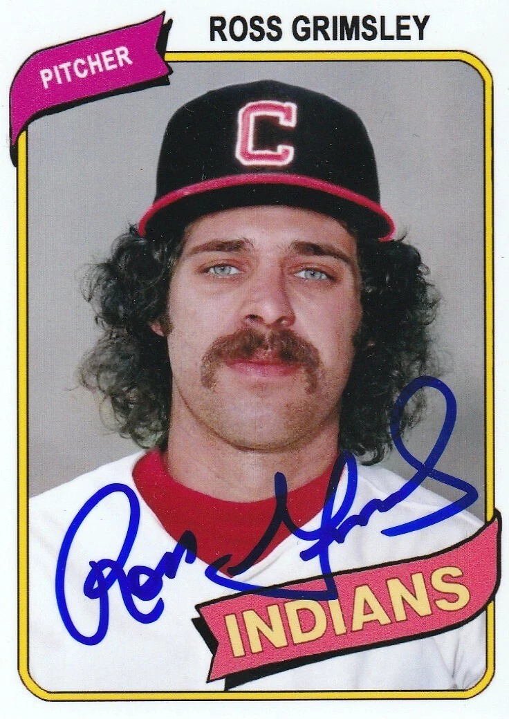 ROSS GRIMSLEY CLEVELAND INDIANS SIGNED 1980 STYLE CUSTOM CARD