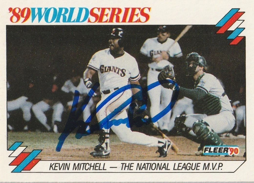 KEVIN MITCHELL SAN FRANCISCO GIANTS  SIGNED 1990 FLEER WORLD SERIES CARD #2