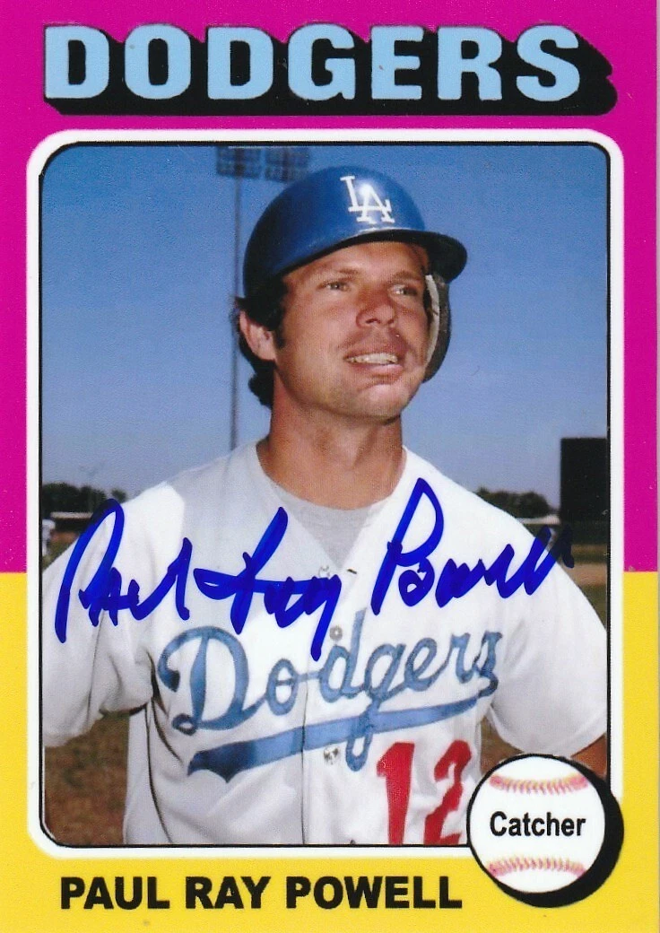 PAUL RAY POWELL  LOS ANGELES DODGERS  SIGNED 1975  STYLE CUSTOM CARD