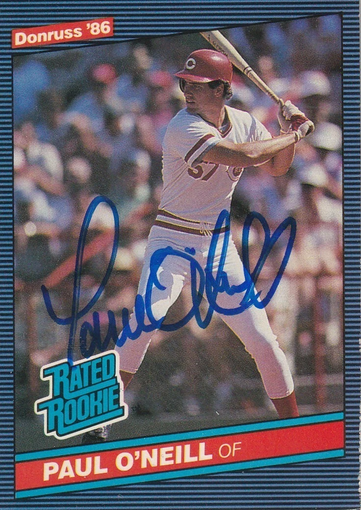 PAUL O'NEILL CINCINNATI REDS  SIGNED 1986 DONRUSS CARD #37