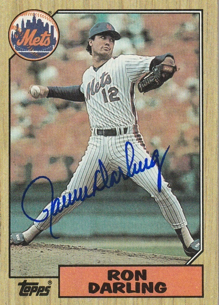 RON DARLING NEW YORK METS  SIGNED 1987 TOPPS CARD #75