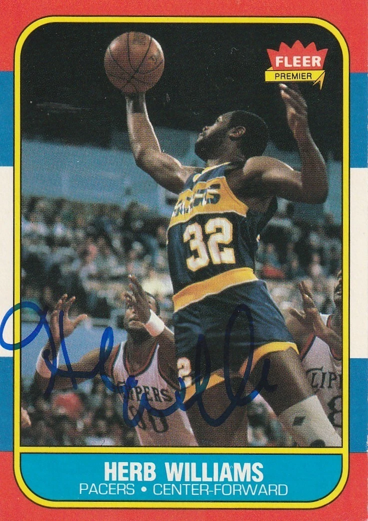HERB WILLIAMS INDIANA PACERS  SIGNED 1986 FLEER CARD #125