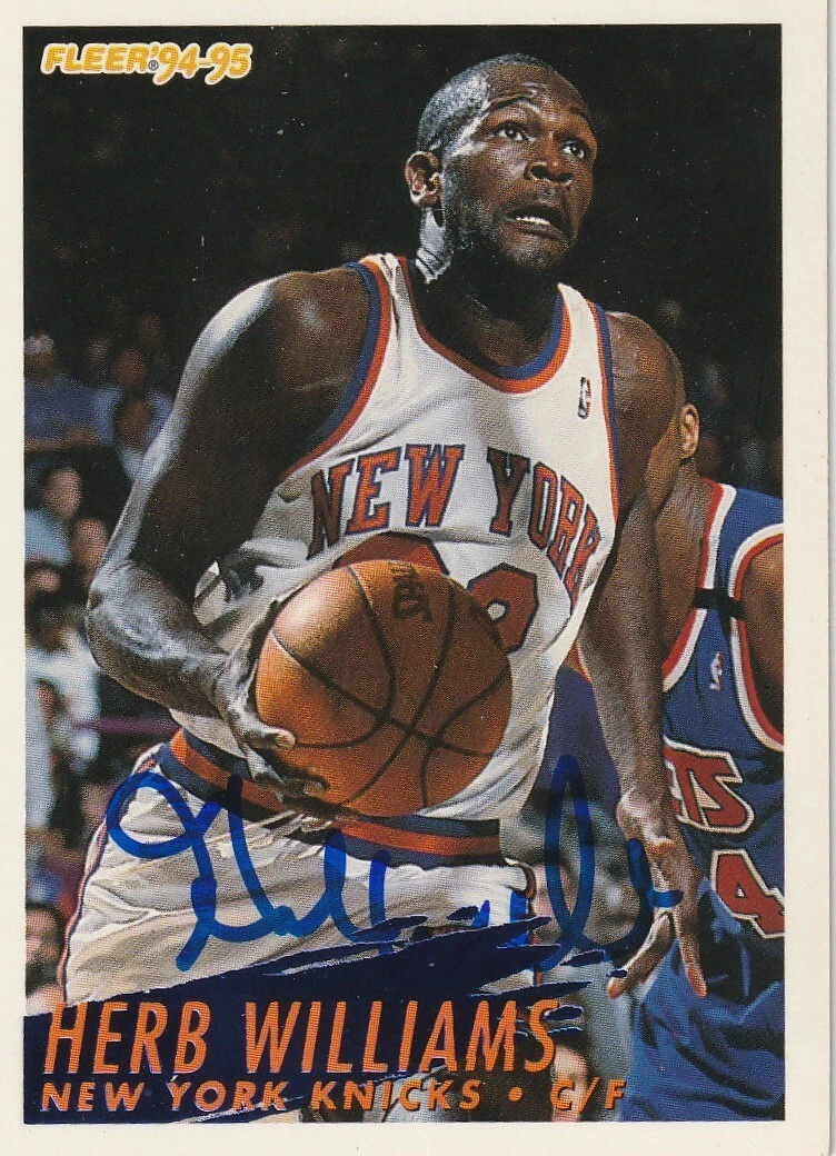 HERB WILLIAMS NEW YORK KNICKS  SIGNED 1994 FLEER CARD #334