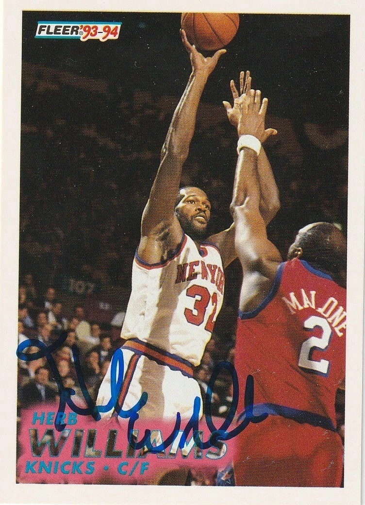 HERB WILLIAMS NEW YORK KNICKS  SIGNED 1993 FLEER CARD #341