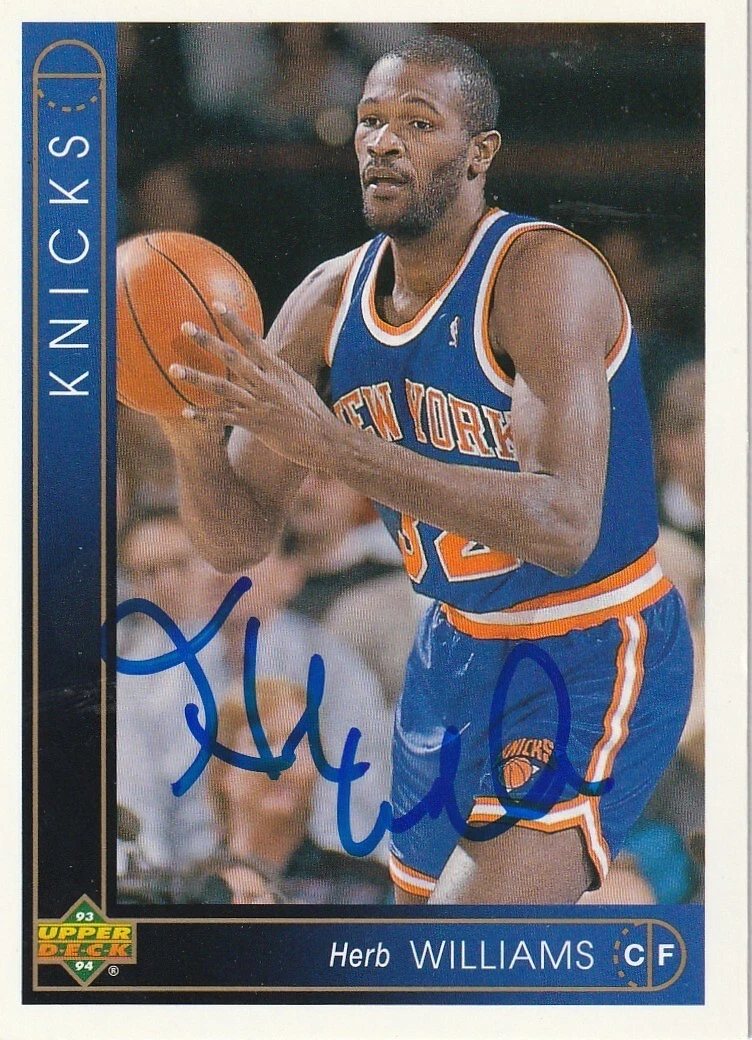 HERB WILLIAMS NEW YORK KNICKS SIGNED 1993 UPPER DECK CARD #315