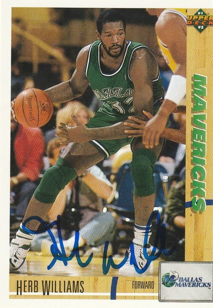 HERB WILLIAMS DALLAS MAVERICKS SIGNED 1991 UPPER DECK CARD #320