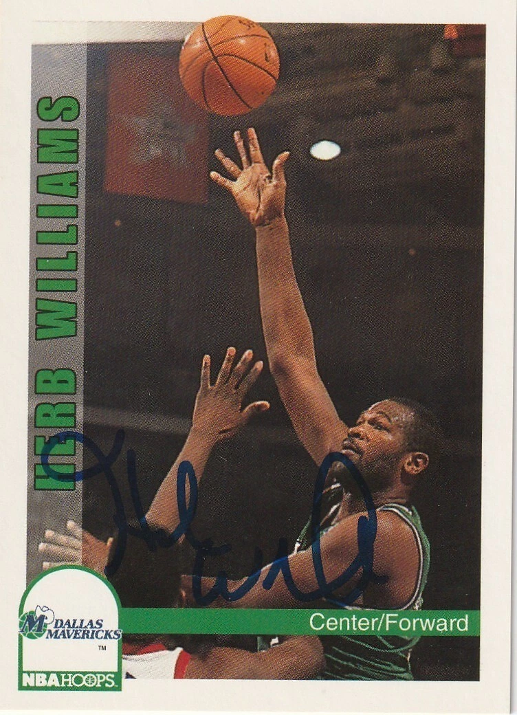 HERB WILLIAMS DALLAS MAVERICKS SIGNED 1992 NBA HOOPS CARD #53