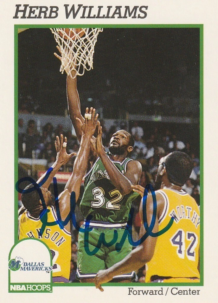 HERB WILLIAMS DALLAS MAVERICKS SIGNED 1991 NBA HOOPS CARD #50