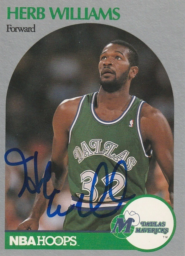 HERB WILLIAMS DALLAS MAVERICKS SIGNED 1990 NBA HOOPS CARD #90