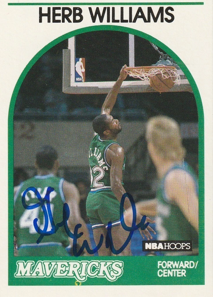 HERB WILLIAMS DALLAS MAVERICKS SIGNED 1989 NBA HOOPS CARD #131