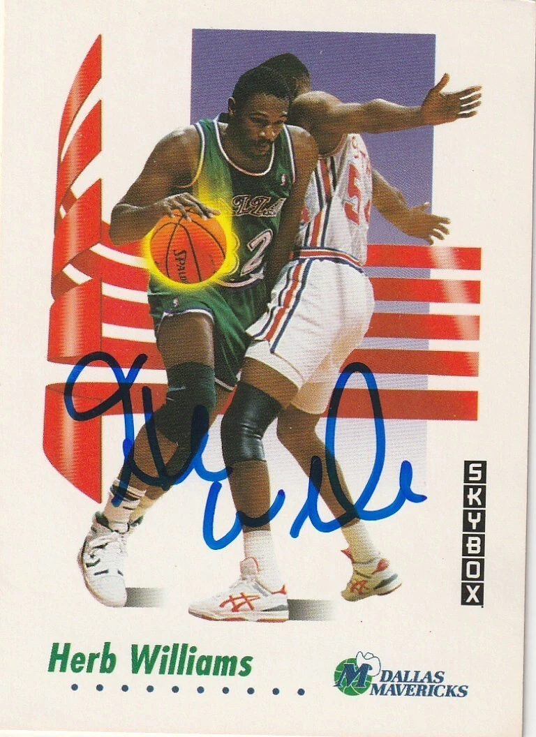 HERB WILLIAMS DALLAS MAVERICKS SIGNED 1991 SKYBOX CARD #66
