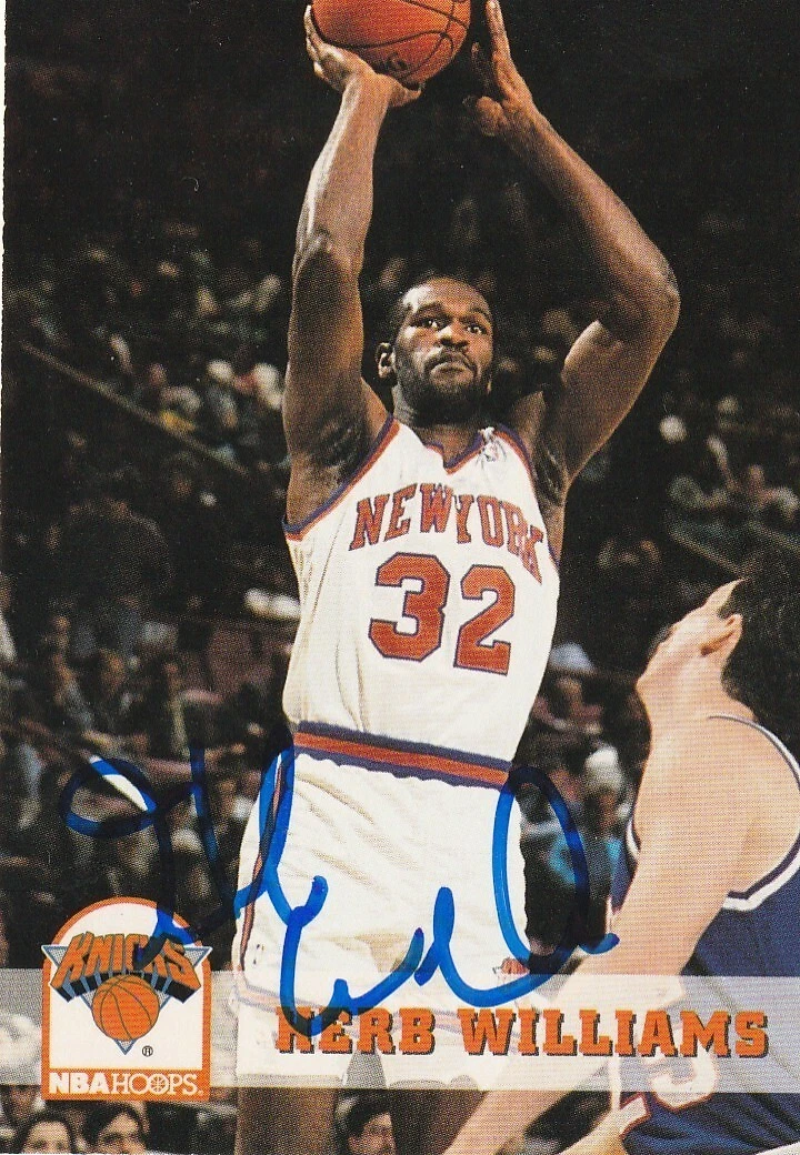 HERB WILLIAMS NEW YORK KNICKS SIGNED 1993 NBA HOOPS CARD #379