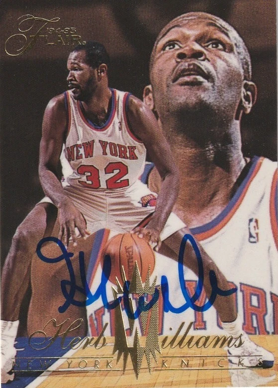 HERB WILLIAMS NEW YORK KNICKS SIGNED 1992 FLAIR CARD #272