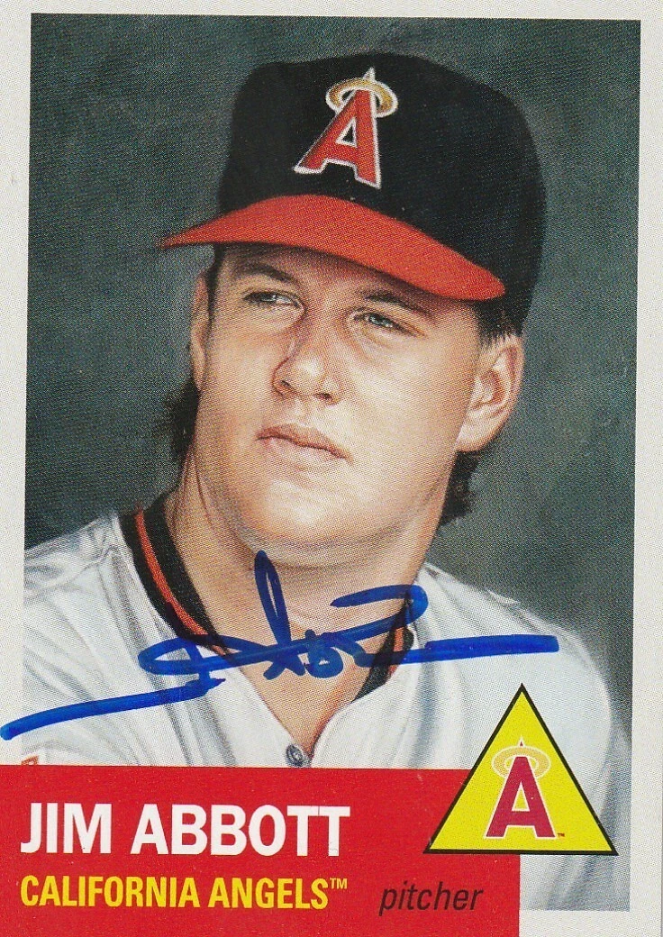 JIM ABBOTT CALIFORNIA ANGELS  SIGNED TOPPS LIVING SET CARD #615