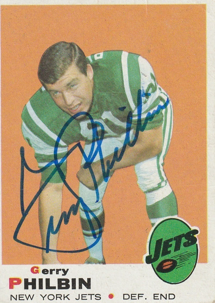 GERRY PHILBIN NEW YORK JETS SIGNED 1969 TOPPS CARD #262