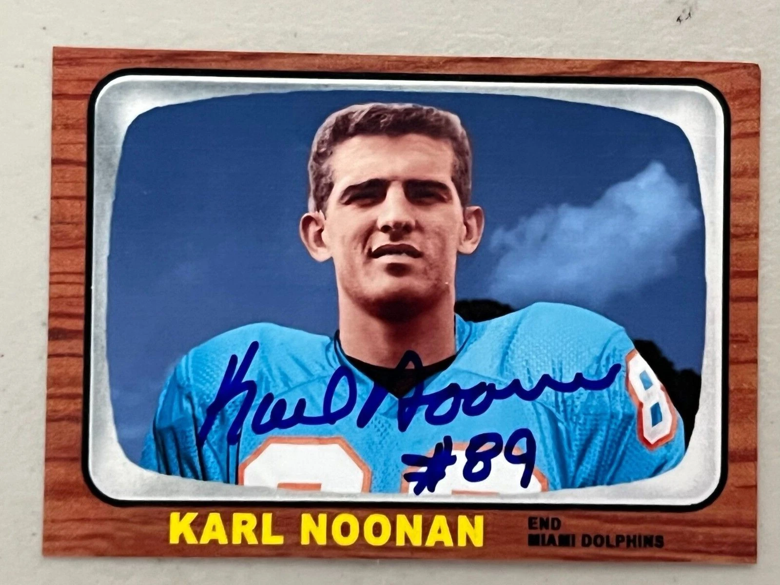 KARL NOONAN  MIAMI DOLPHINS  1966 STYLE  SIGNED CUSTOM CARD