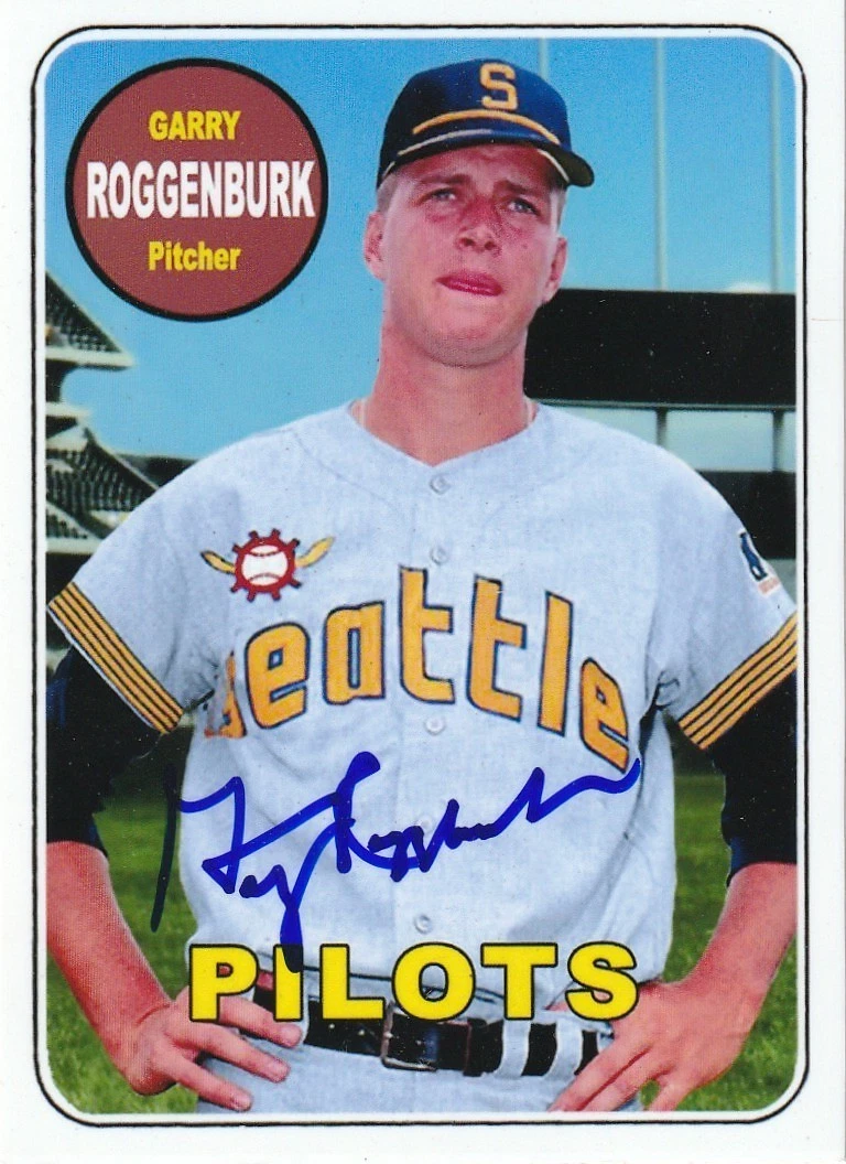 GARRY ROGGENBURK SEATTLE PILOTS  SIGNED 1969 STYLE CUSTOM CARD