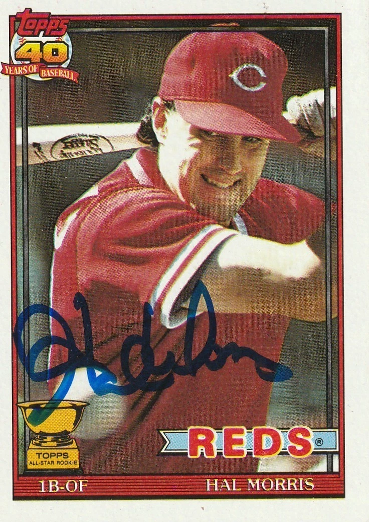 HAL MORRIS  CINCINNATI REDS  SIGNED 1991 TOPPS CARD #642