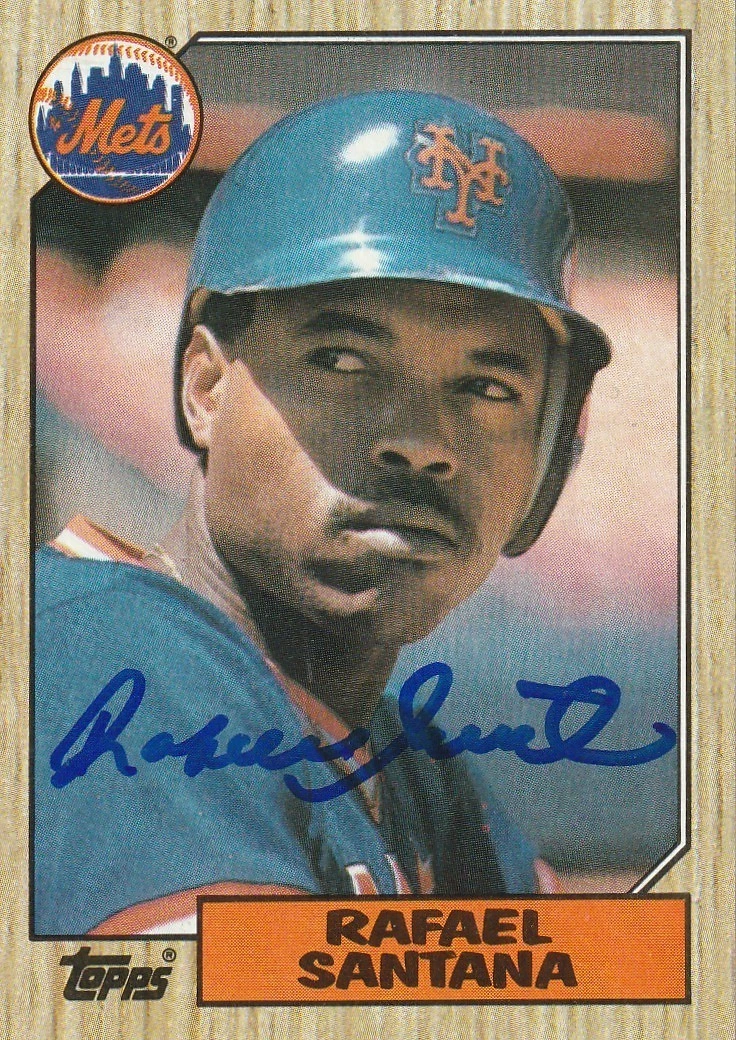 RAFAEL SANTANA NEW YORK METS  SIGNED 1987 TOPPS CARD #378