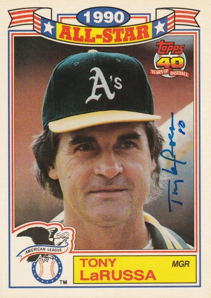 TONY LARUSSA  OAKLAND A'S   SIGNED 1991 TOPPS ALL STAR CARD #1