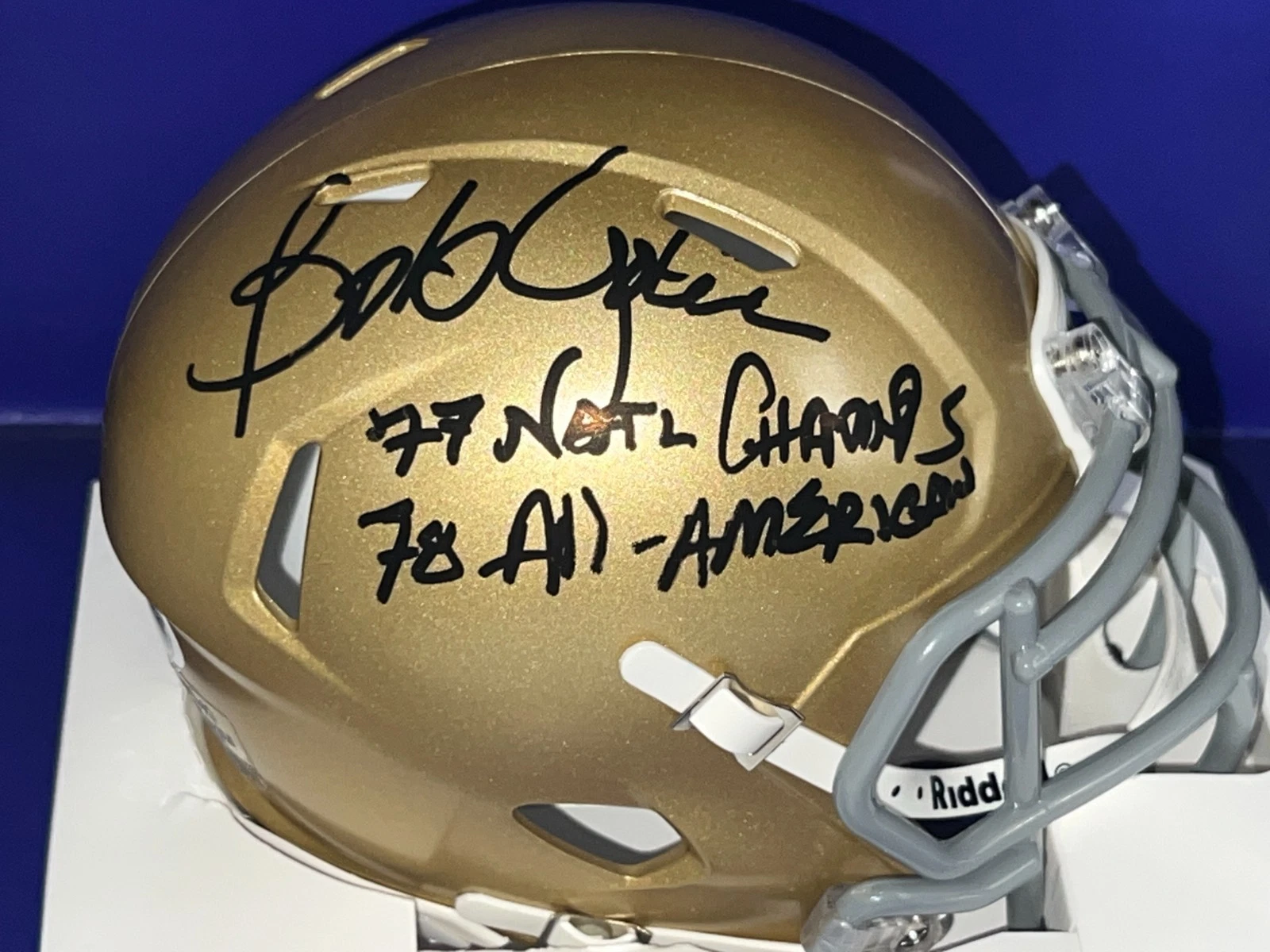 BOB GOLIC NOTRE DAME FIGHTING IRISH 77 NATL CHAMPS / 78 AA  JSA SIGNED MINI
