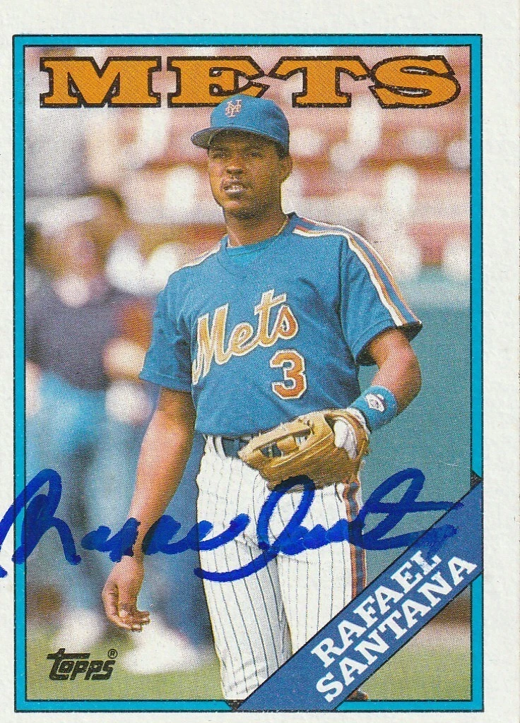 RAFAEL SANTANA NEW YORK METS  SIGNED 1988 TOPPS CARD #233