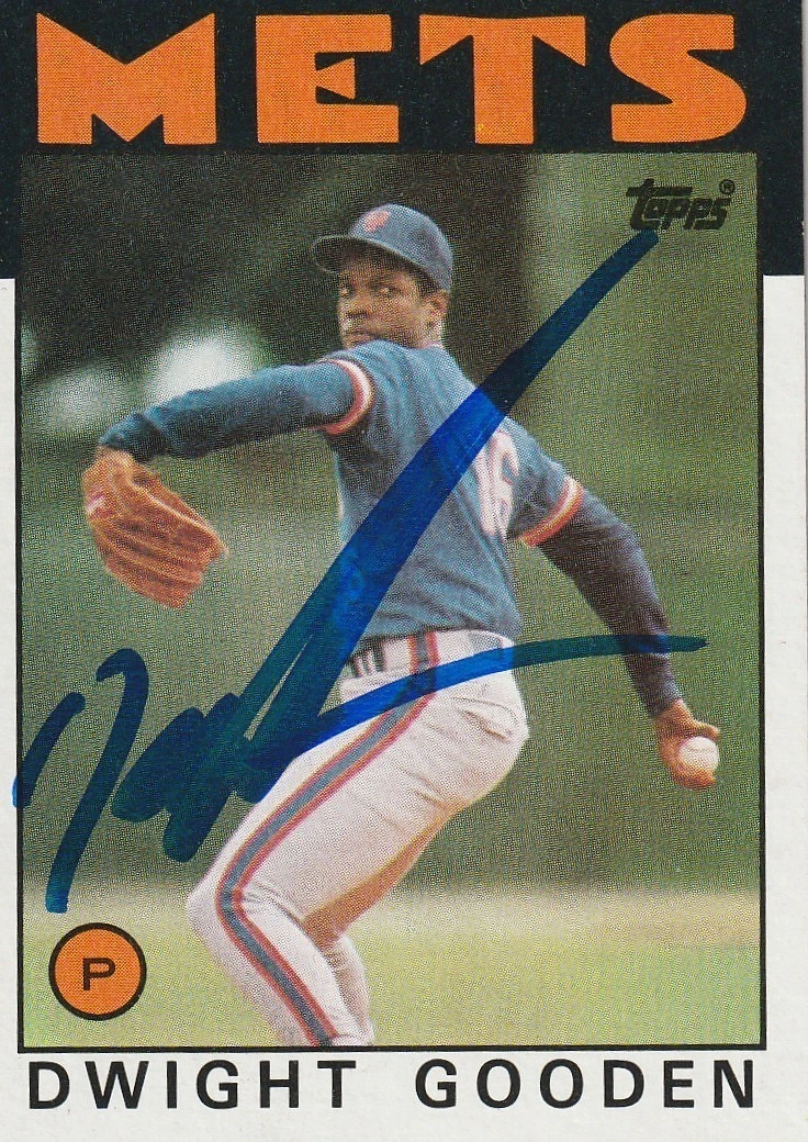 DWIGHT GOODEN NEW YORK METS SIGNED 1986 TOPPS CARD #250