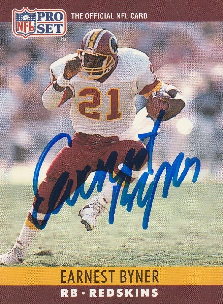 EARNEST BYNER WASHINGTON REDSKINS  SIGNED 1990 PRO SET CARD #320