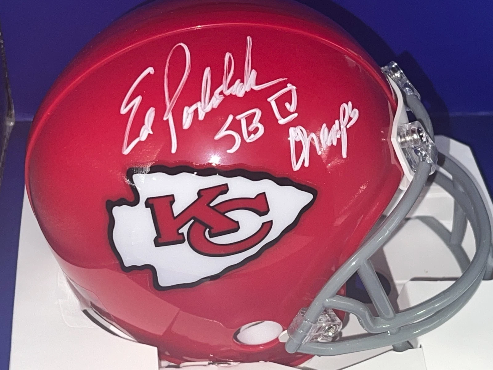 ED PODOLAK  KANSAS CITY CHIEFS SB IV CHAMPS  SIGNED MINI HELMET
